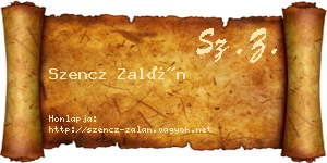 Szencz Zalán névjegykártya